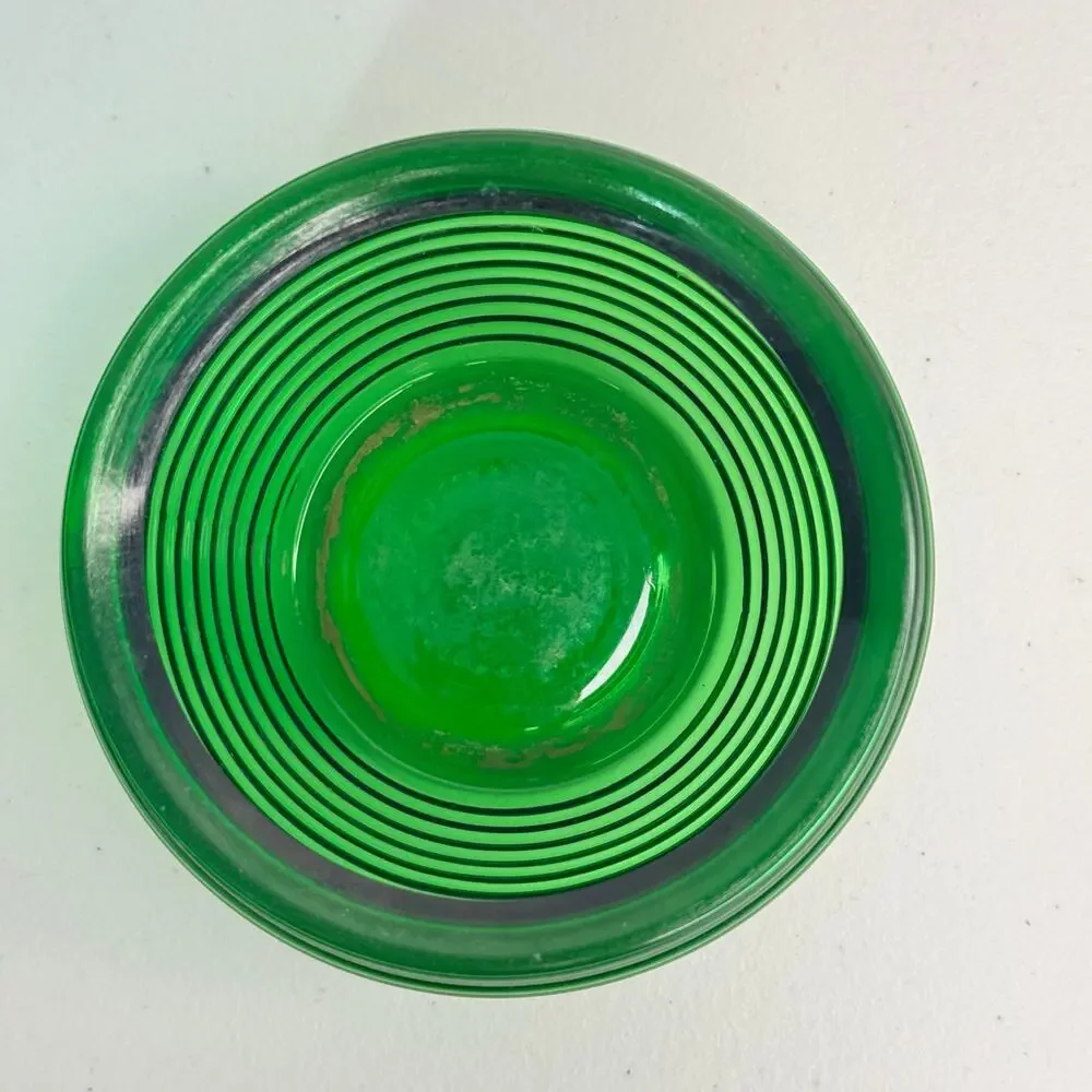 Natco Emerald Green Ribbed ‘Beehive’ Glass Planter 1950s VTG Succulent Pot #1162